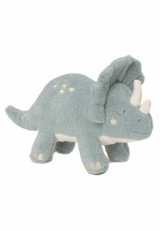 Kuscheltier Dino Leo, personalisierbares Kuscheltier, Triceratops Kuscheltier, nachhaltiges Spielzeug, Dino Geschenk, 28 cm Kuscheltier, umweltfreundliches Spielzeug.