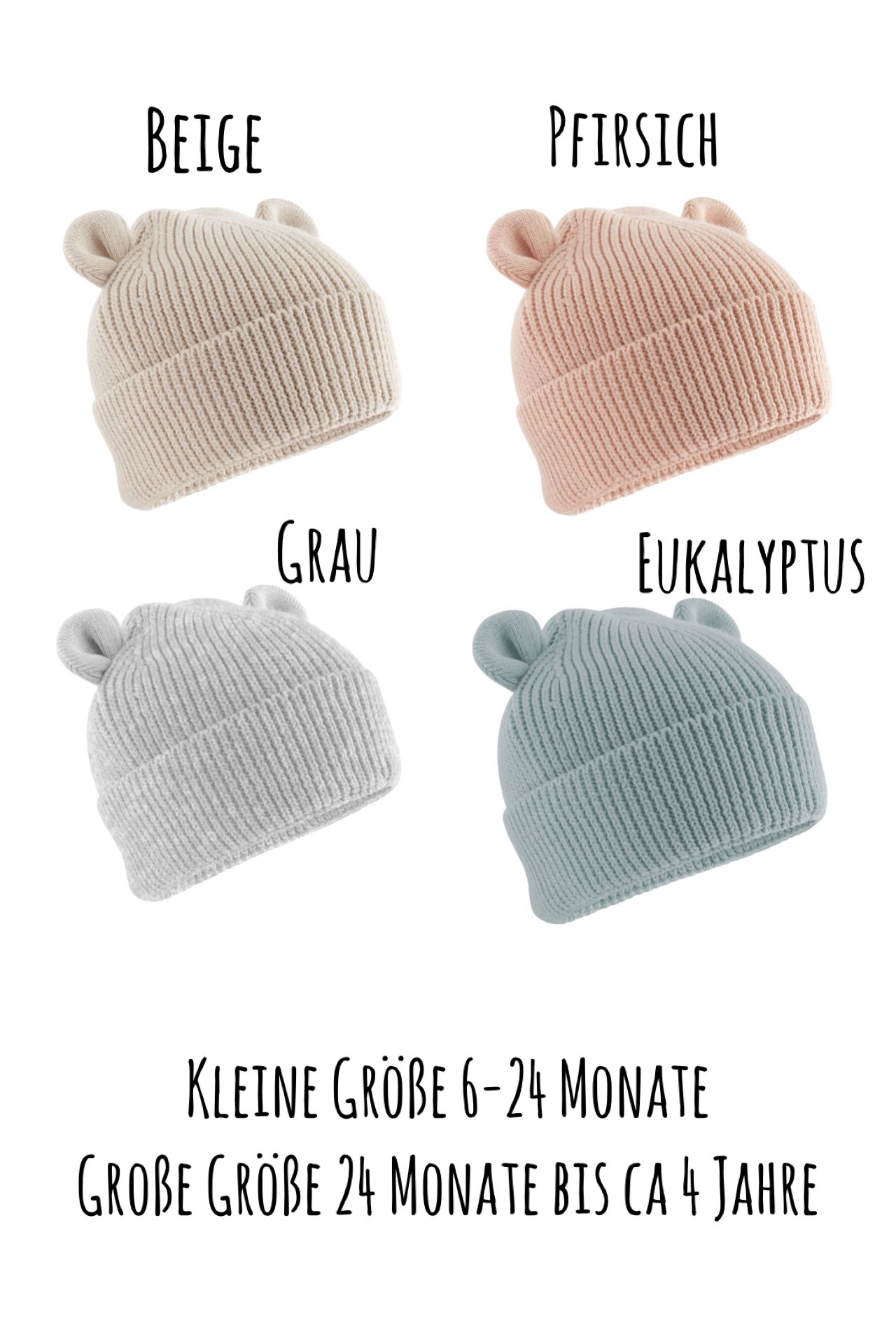 Personalisierte Babyhauben mit Ohren Personalisierte Babyhauben mit Ohren